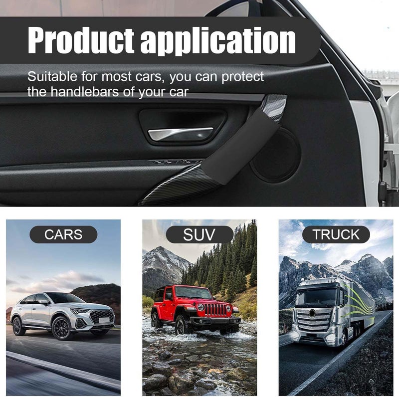 LHDOS 2PCS Car Grab Handle Cover, Anti-Scratch Auto Inner Front Rear Door Pull Handle Cover, PU Leather Door Grip Gloves Protector Auto Interior Decoration Accessories for Car, Truck, SUV (Black) - Image 5